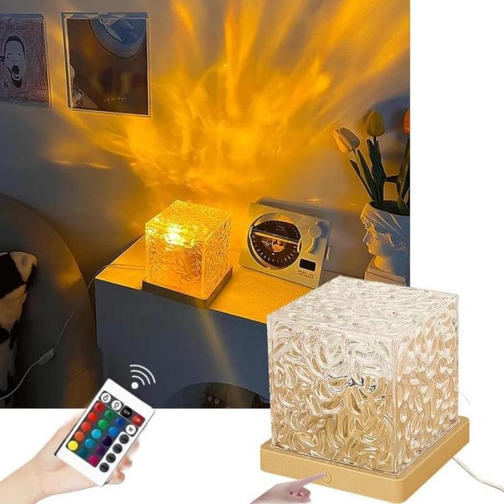 Romantic Ocean Wave Night Light Projector Lamp โ 3D Water Wave LED Projection Lamp with Remote Control for Bedroom, Romantic Decor, Valentine Day Gift, Love Gift for Her, Couple Gift