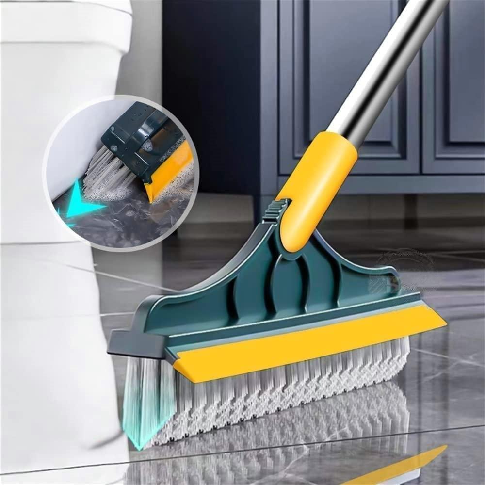 2-in-1 Bathroom Cleaning Brush with Wiper - Long Handle 180° Rotate Toilet Brush, Tiles Cleaning, Floor Scrub for Kitchen and Bathroom Accessories (2 Cling)