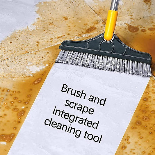 2-in-1 Bathroom Cleaning Brush with Wiper - Long Handle 180° Rotate Toilet Brush, Tiles Cleaning, Floor Scrub for Kitchen and Bathroom Accessories (2 Cling)