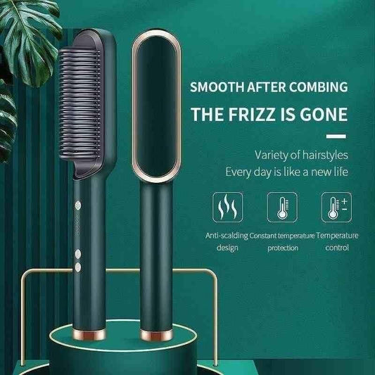 2 in 1 Ceramic Hair Straightening Brush for Women | Electric Hair Straightener Comb with 5 Heat Settings | 30s Fast Heating | Anti-Frizz Smooth & Silky Hair | Multicolor