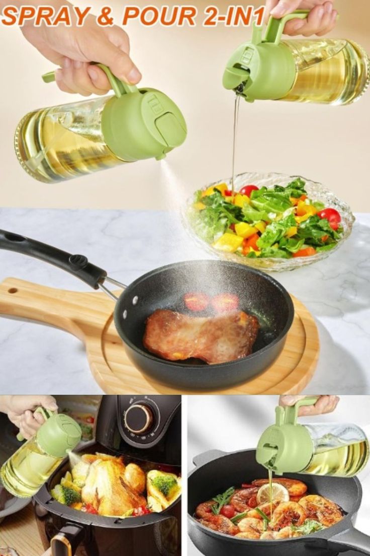 500ml 2-in-1 Oil Sprayer & Dispenser Bottle – Premium Glass Oil Bottle with Nozzle for Healthy Cooking, Air Fryer, BBQ, Salad, Roasting