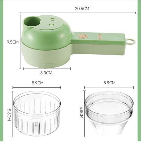 4-in-1 Electric Choppers - Multi-Function Food Processor, Mini Chopper, Garlic Masher, Slicer & Dicer - Compact Kitchen Gadget, Electric Mini Chopper, Vegetable Chopper, 250ml Bowl Capacity