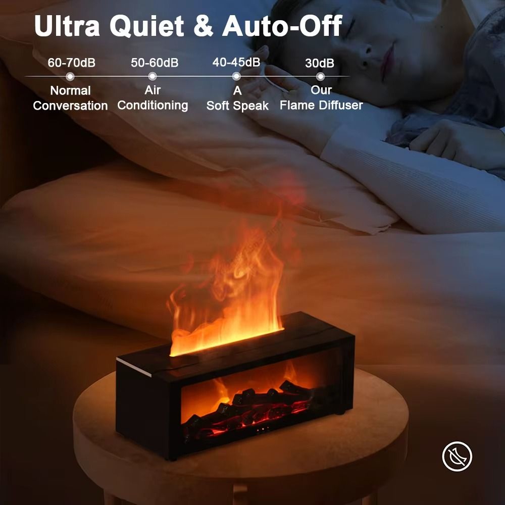 Aroma Essential Oil Fireplace Diffuser with Premium Box Colorful Flame Diffuser Bonfire Fireplace Humidifier for Home Office