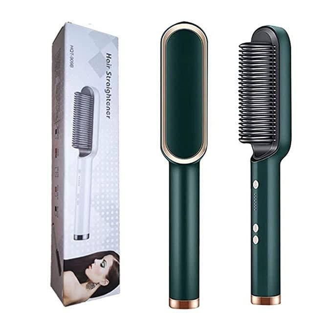2 in 1 Ceramic Hair Straightening Brush for Women | Electric Hair Straightener Comb with 5 Heat Settings | 30s Fast Heating | Anti-Frizz Smooth & Silky Hair | Multicolor
