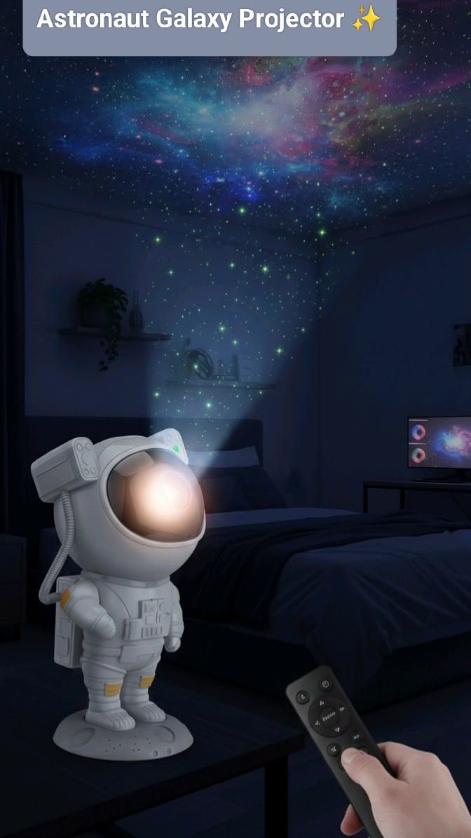 Astronaut Galaxy Projector Night Light – 360° Rotating Nebula Star Projector with Remote Control, Timer & Adjustable Head – Space Lamp for Kids’ Bedroom, Gifts, Gaming Room, Home & Décor