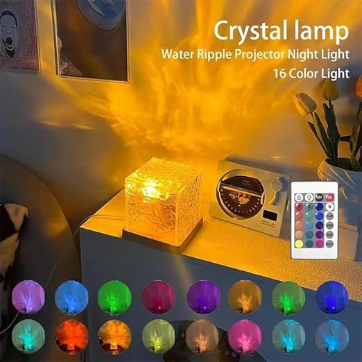 Romantic Ocean Wave Night Light Projector Lamp – 3D Water Wave LED Projection Lamp with Remote Control for Bedroom, Romantic Decor, Valentine Day Gift, Love Gift for Her, Couple Gift