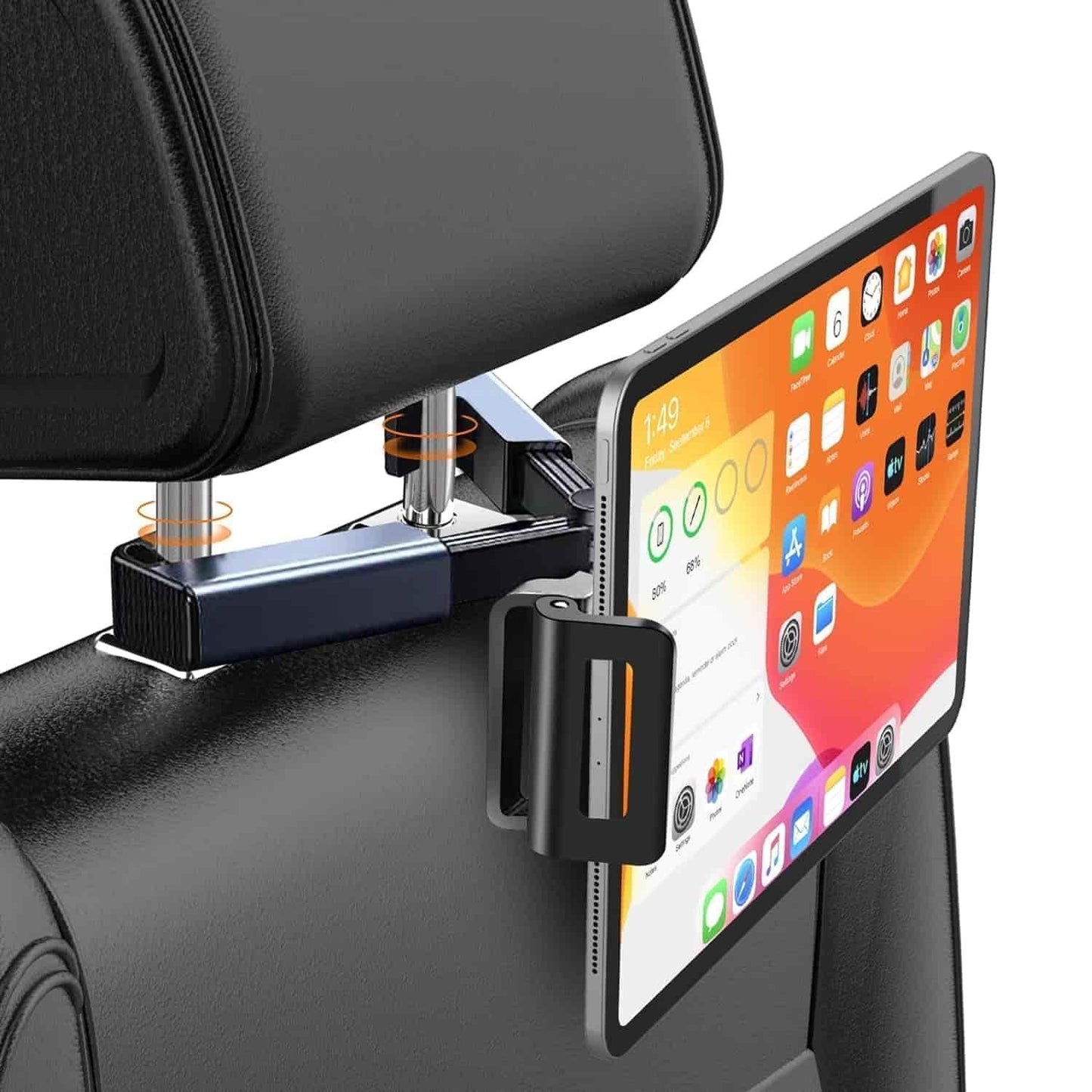 Tablet and Mobile Holder for Car Headrest - Back Seat 360° AdjustableTravel Portable Car Mobile/Tablet Holder Fits All 4.7-12.9" Devices & Headrest Rod