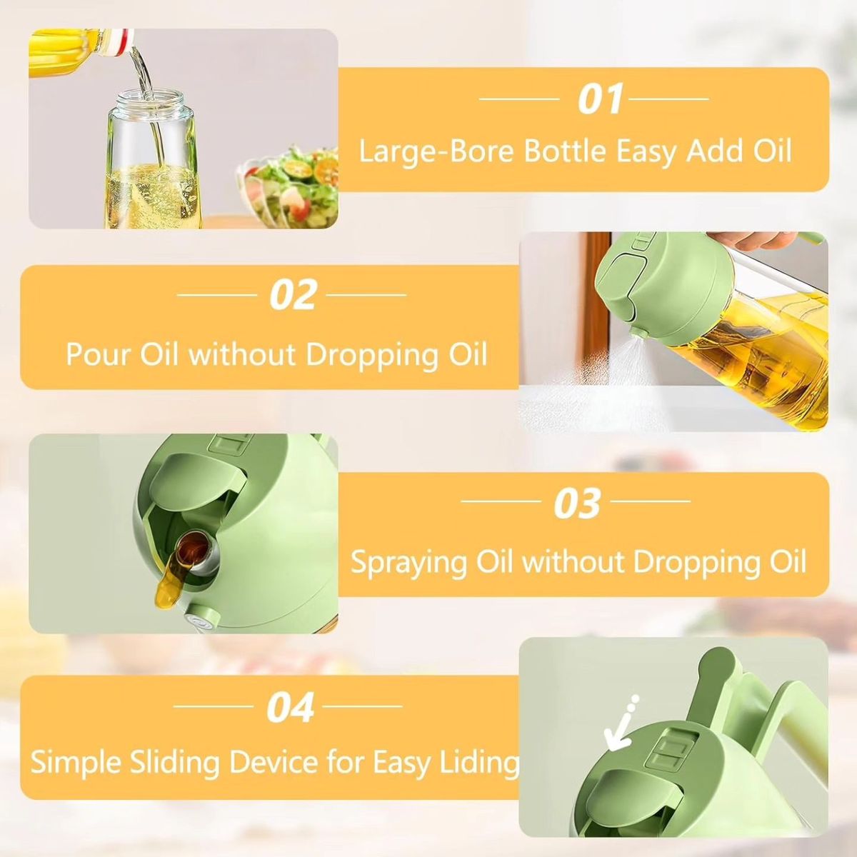500ml 2-in-1 Oil Sprayer & Dispenser Bottle – Premium Glass Oil Bottle with Nozzle for Healthy Cooking, Air Fryer, BBQ, Salad, Roasting