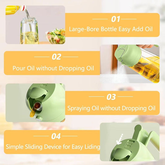 500ml 2-in-1 Oil Sprayer & Dispenser Bottle – Premium Glass Oil Bottle with Nozzle for Healthy Cooking, Air Fryer, BBQ, Salad, Roasting