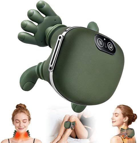 Wireless Portable Shiatsu Neck and Back Massager, Electric Deep Tissue 4D Kneading Massage, Simulated Human Hand Design for Pain Relief and Muscle Relax