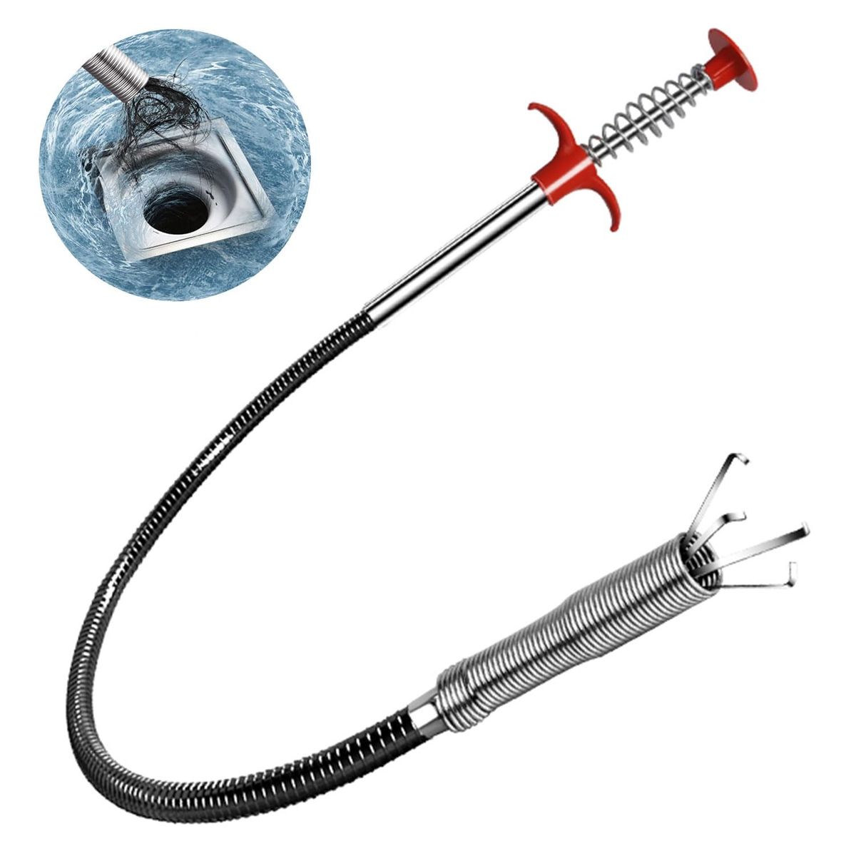 Alloy Steel, Plastic Sink Cleaning Pipe Drain Cleaner Hair Catcher Wire for Kitchen Drainer Spring Stick Strainer Cleaning Tool (1 Pcs) - 160 cm