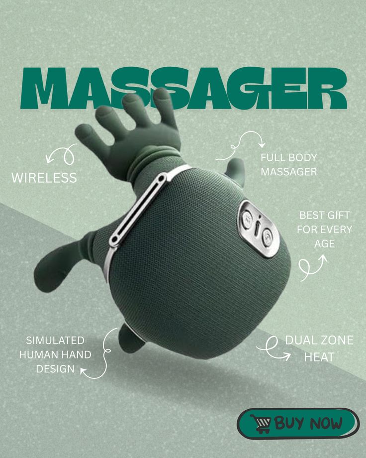 Wireless Portable Shiatsu Neck and Back Massager, Electric Deep Tissue 4D Kneading Massage, Simulated Human Hand Design for Pain Relief and Muscle Relax