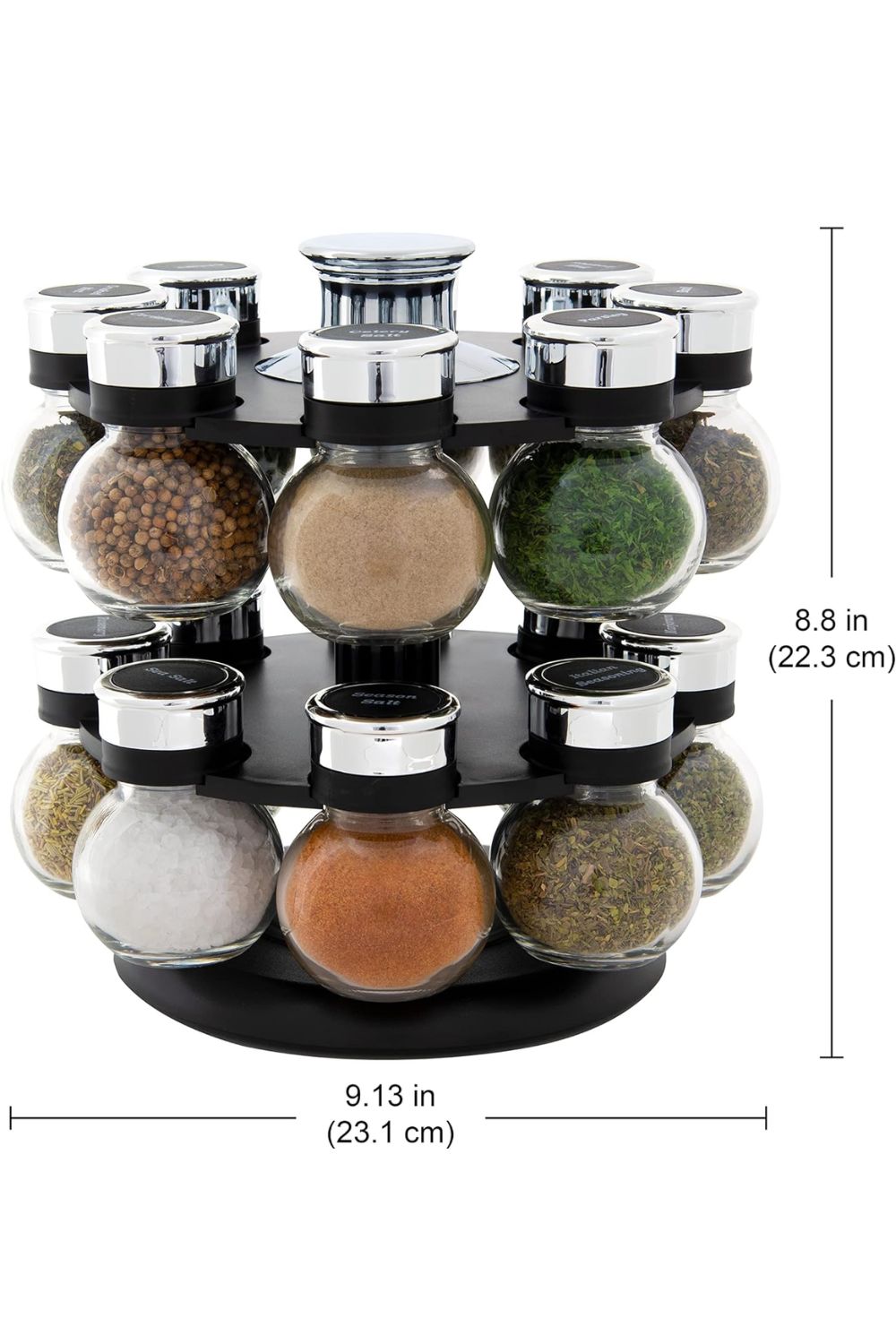 LINAIRE Multipurpose Plastic Big Revolving Spice Rack 16 in 1 Masala Rack Set Condiment Set Spice Container Tabletop Jar Bottle Spice Rack Unbreakable Kitchen Shelves (Black)