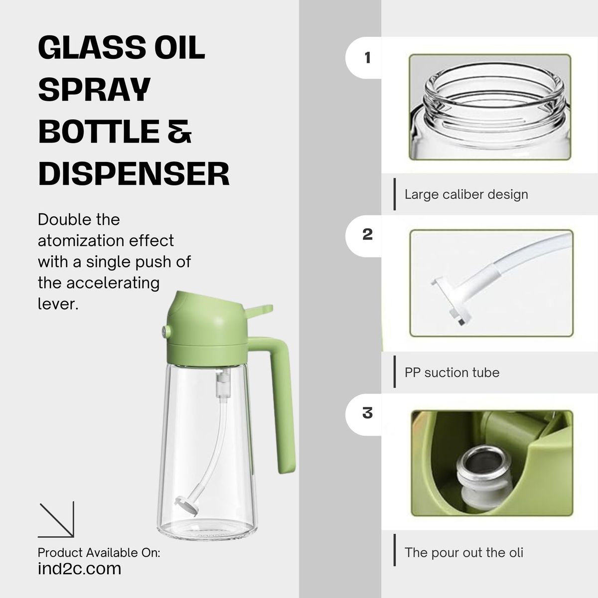 500ml 2-in-1 Oil Sprayer & Dispenser Bottle – Premium Glass Oil Bottle with Nozzle for Healthy Cooking, Air Fryer, BBQ, Salad, Roasting