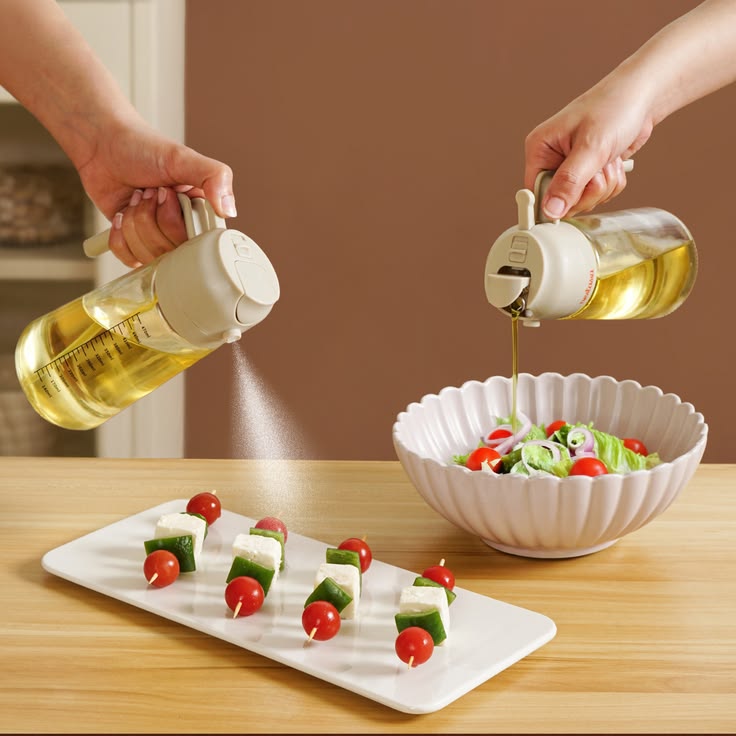 500ml 2-in-1 Oil Sprayer & Dispenser Bottle – Premium Glass Oil Bottle with Nozzle for Healthy Cooking, Air Fryer, BBQ, Salad, Roasting