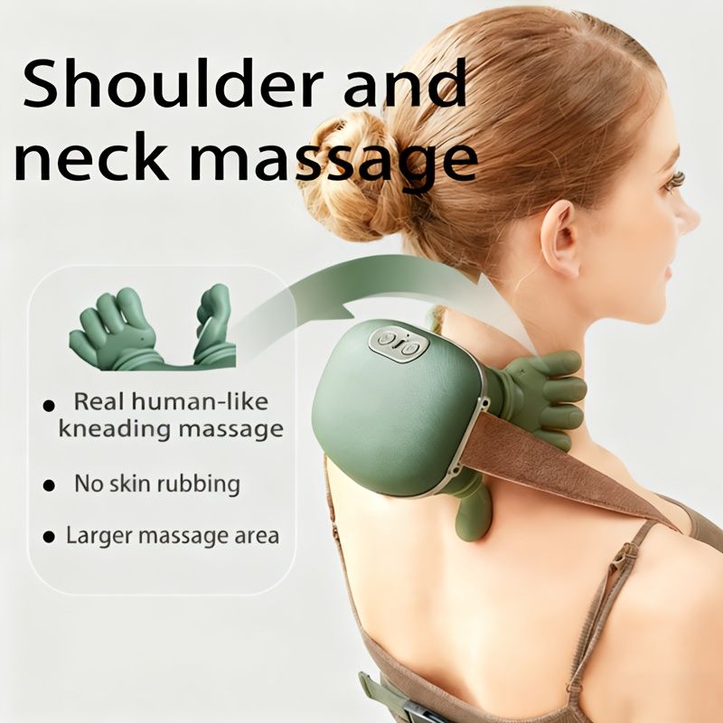 Wireless Portable Shiatsu Neck and Back Massager, Electric Deep Tissue 4D Kneading Massage, Simulated Human Hand Design for Pain Relief and Muscle Relax