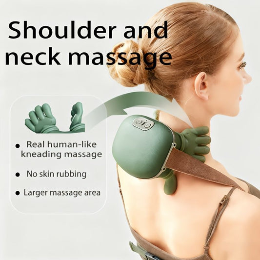 Wireless Portable Shiatsu Neck and Back Massager, Electric Deep Tissue 4D Kneading Massage, Simulated Human Hand Design for Pain Relief and Muscle Relax