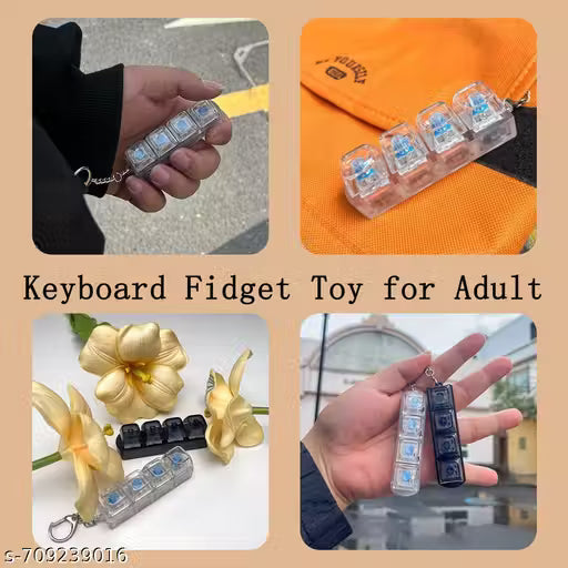 Keyboard Keychain for stress Relief, Keyboard Fidget Keychain Keyboards Decompression Button Finger Clicker Toys Sensory Fun Toys Button Stress Relief Fidgets Gifts to Relieve Stress for Adults