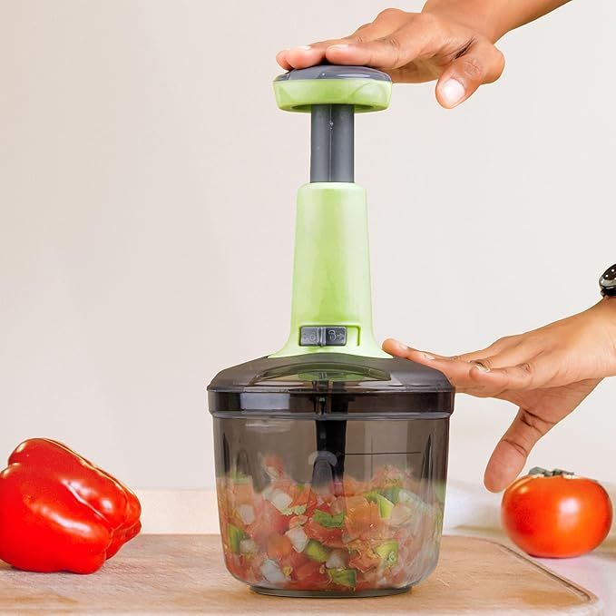 Chopper for Kitchen Use 1100 ML, Push Chopper with 6 Blades, Vegetable ChopperKitchen Accessories Items for Home Cutting Vegetables, Onion, Ginger, Garlic, Salad, Tomato, Potato (C2)