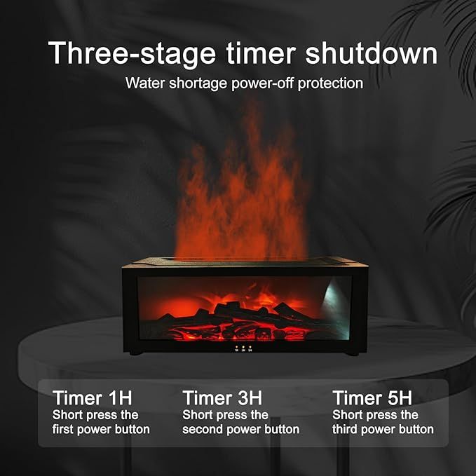 Aroma Essential Oil Fireplace Diffuser with Premium Box Colorful Flame Diffuser Bonfire Fireplace Humidifier for Home Office