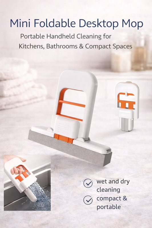 Mini Mop for Kitchen, Floor, Glass, Car & More - 2 Sponges, Self Squeeze, Strong Absorbent, Wet & Dry Use, Multicolour, ABS & Sponge Material