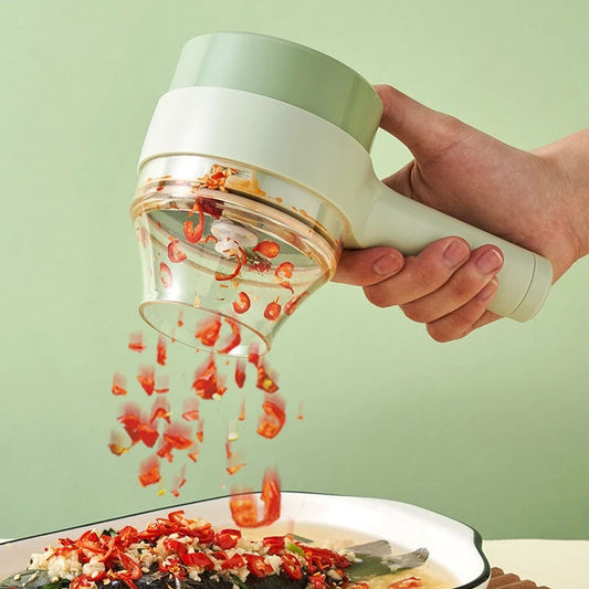 4-in-1 Electric Choppers - Multi-Function Food Processor, Mini Chopper, Garlic Masher, Slicer & Dicer - Compact Kitchen Gadget, Electric Mini Chopper, Vegetable Chopper, 250ml Bowl Capacity