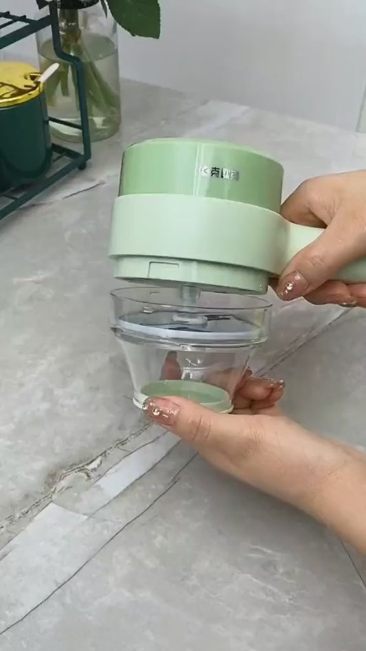 4-in-1 Electric Choppers - Multi-Function Food Processor, Mini Chopper, Garlic Masher, Slicer & Dicer - Compact Kitchen Gadget, Electric Mini Chopper, Vegetable Chopper, 250ml Bowl Capacity